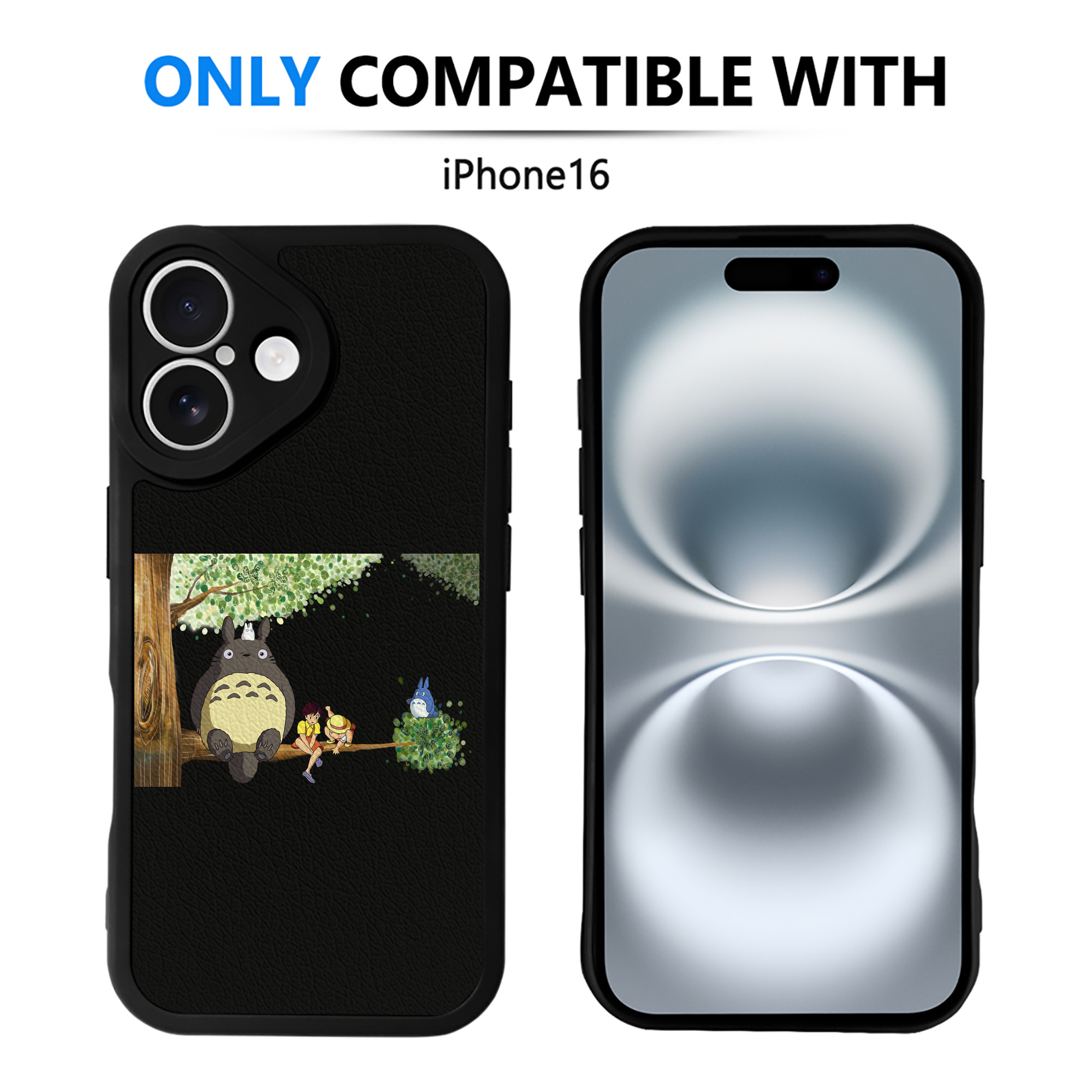 （画像用） となりのトトロ 草壁メイ 草壁サツキ My Neighbor Totoro Satsuki Kusakabe Mei Kusakabe 【iPhone 16シリーズ対応】シリコンスマホケース（レザー調） 材質：シリコン